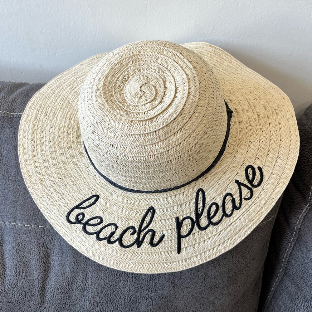 Beach Please Floppy Straw Sun Hat